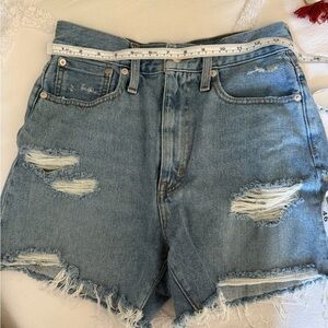 Madewell Mom Jean Shorts Distressed High-Waisted